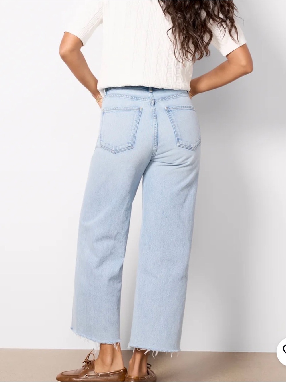 Agolde Light Blue High-Rise Cropped Wide-Leg Jeans - Picture 2 of 7